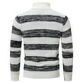 thumbnail image 5 of comerut Men Fall Winter Sweater Striped Colorblock Knitted High Collar Neck Protection Long Sleeve Elastic Pullover Thick Warm Soft Mid Length Men Sweater, 5 of 7