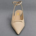 thumbnail image 3 of FSJ Women Classic Kitten Low Heel Ankle Buckle Strap Pumps Pointy Close Toe Sandals Elegant Working Office Party Dress Shoes Size 13 Nude, 3 of 4