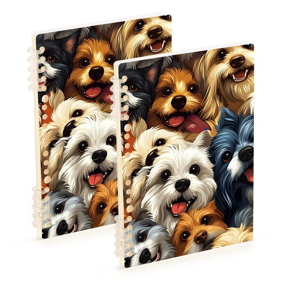 joogoo Spiral Journal Notebook Cute Dogs Doodle Print College Ruled Notebooks 8.3" x 5.7" 2 PCs
