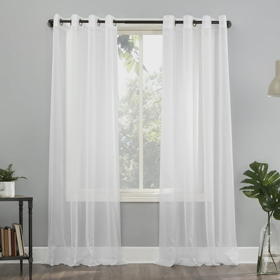No. 918 Emily Voile Sheer Grommet Curtain Panel, 59"x95", White