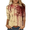 thumbnail image 2 of Inverlee Halloween Shirts for Women Funny Pumpkin Ghost Graphic Tees Soft Round Neck T-shirt 3/4 Sleeve Dressy Casual Blouse Tops Halloween Clothes, 2 of 5