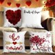 thumbnail image 1 of Funda de almohada para San Valentín 17,7"x17,7" | Estampado de corazón rayado | Funda decorativa de cojín de poliéster rojo | Diseño Romántico Digital HD | Sofá acogedor con acento en dormitorio, 1 of 6