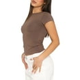 thumbnail image 3 of Lucakuins-Tops cortos de manga corta para mujer, camisetas básicas ajustadas de Color sólido con cuello redondo para fiesta, ropa de calle de verano Lucakuins  moda, 3 of 6