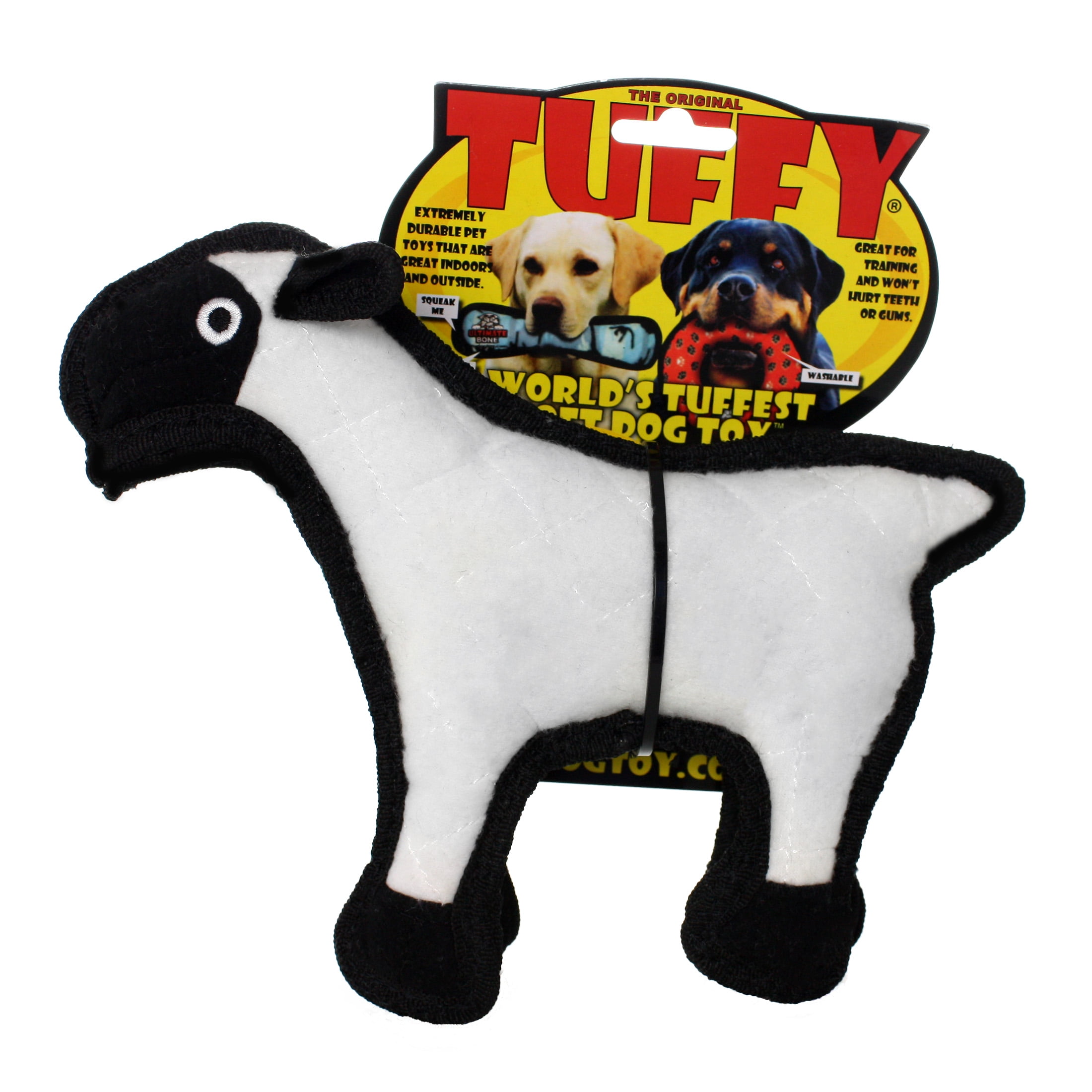 Tuffy Jr Barnyard Sheep Durable Plush Squeaky Dog Toy