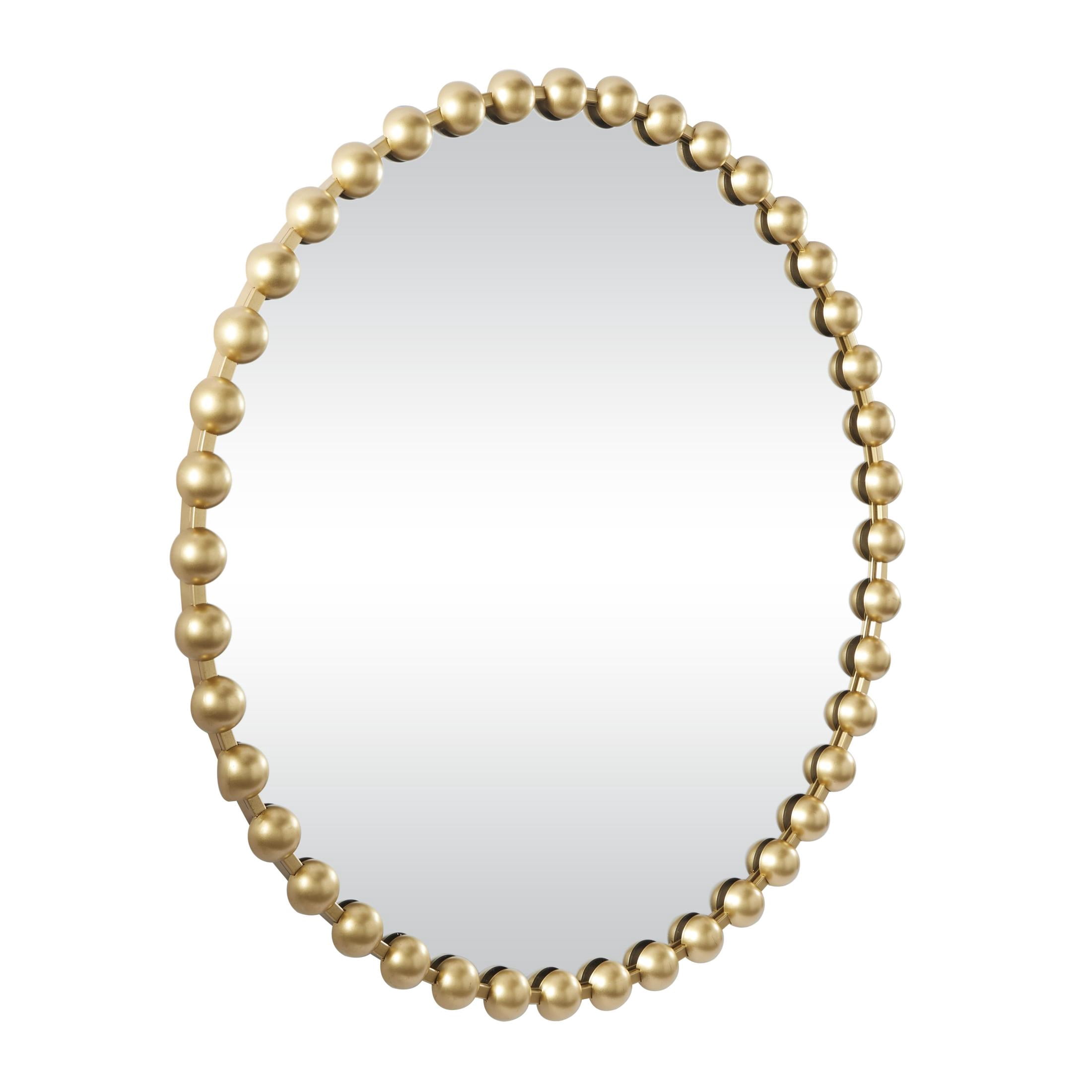 CosmoLiving by Cosmopolitan 36" x 36" Gold Round Beaded Wall Mirror