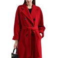 thumbnail image 4 of UKAP Manteaux Trench pour Femmes Veste à Col Rabattu Pardessus à Double Boutonnage Manteau Décontracté de Bureau Rouge TP, 4 of 5