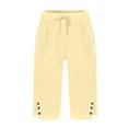 thumbnail image 5 of HKYNLAG Bermuda Shorts for Women Linen Shorts Knee Length Elastic Waist Long Shorts Casual Summer Shorts Petite Capri Pants Dressy Summer Beach Shorts with Pockets Beige XL, 5 of 7