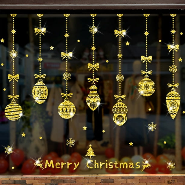 Pegatinas navideñas, decoraciones navideñas, pegatinas de copos de nieve para escaparates de centros comerciales, ideales para puertas y escaparates de tiendas, decoración de ambientes navideños, pega