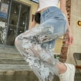 thumbnail image 6 of Idoravan Women's High Waist Lace Spliced Stretchy Zipper Jeans High Waist Design Comfortable Stretchy Feel, Relaxed Fit, Party Occasion Styling, Weekend Casual Wear, 6 of 8