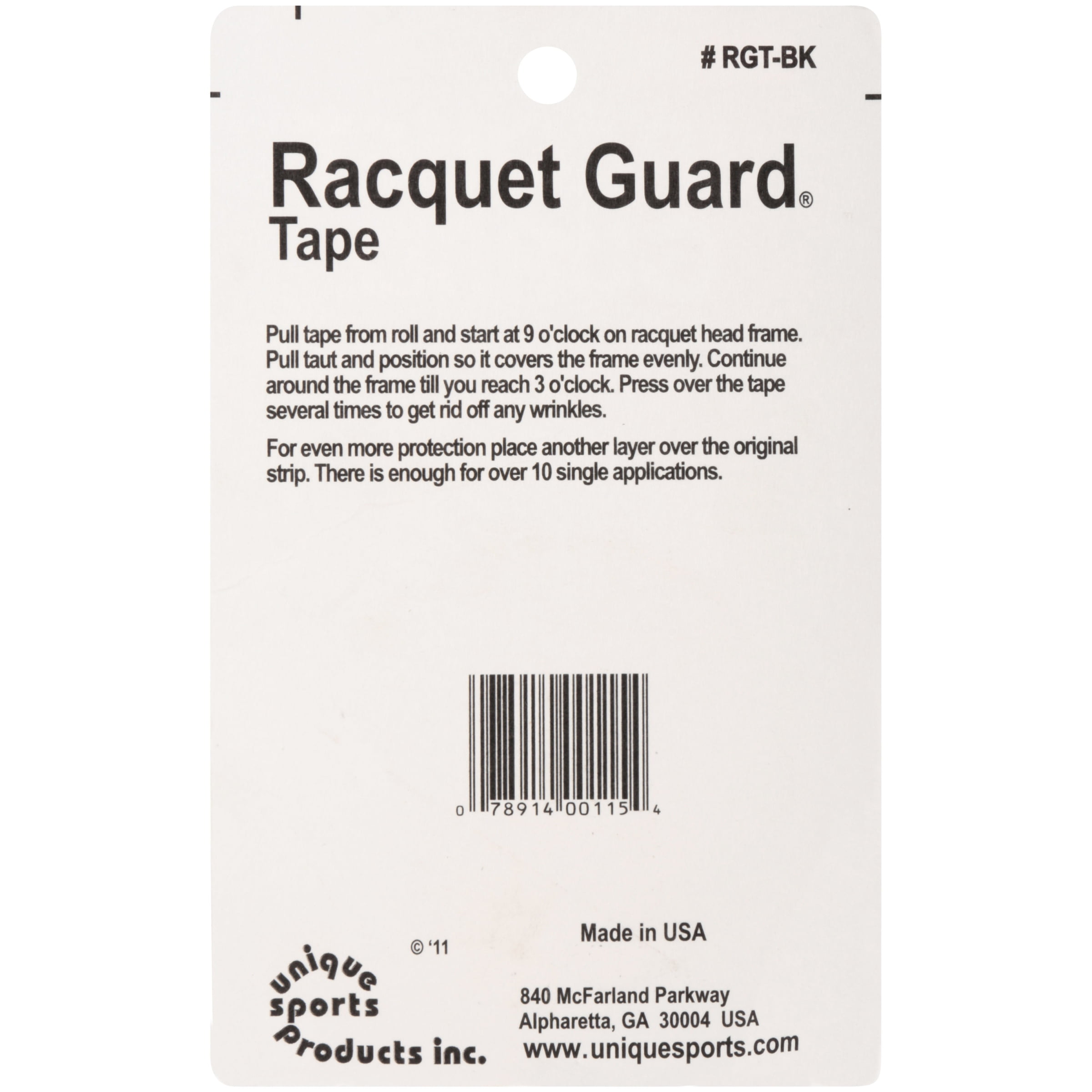 Black Tourna Racquet Guard Tape 1-inch x 20 feet Pack of 4 