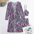thumbnail image 2 of Traje de baño de 3 piezas para mujer con parte superior dividida + pantalones cortos de cintura alta + conjunto de cordón de cobertura de manga larga, 2 of 3