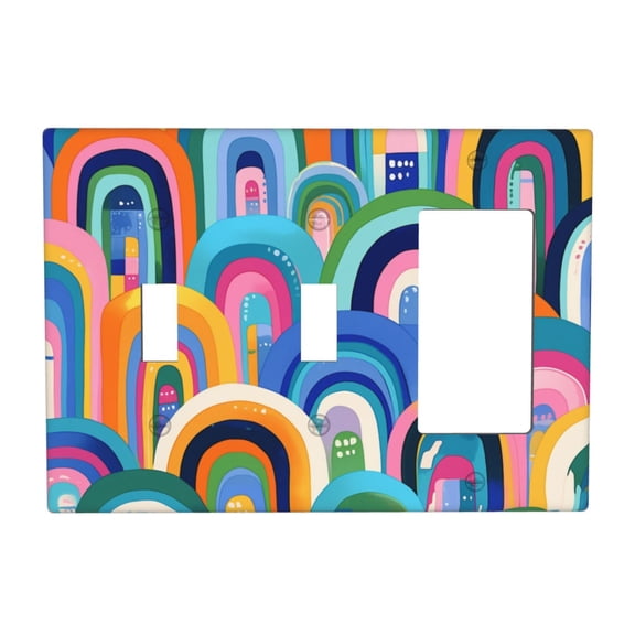 Vibrant Color Hues Painting Switch Cover Decorative Wall Plate 3-Gang 2-Toggle 1-Decor Standard Size