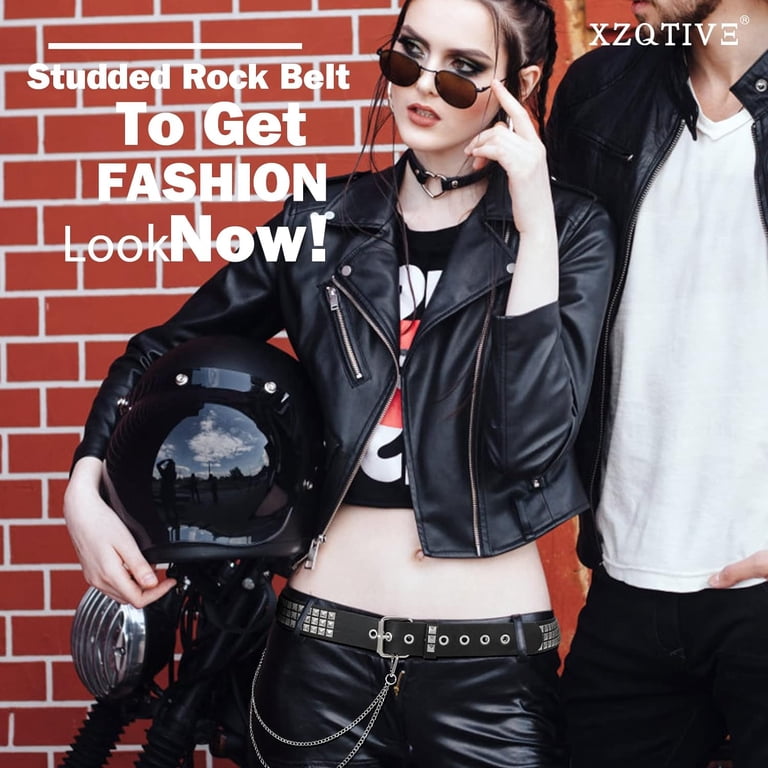 XIATIAN Studded Belt Metal Punk Rock Rivet Belts for Women  display picture 3