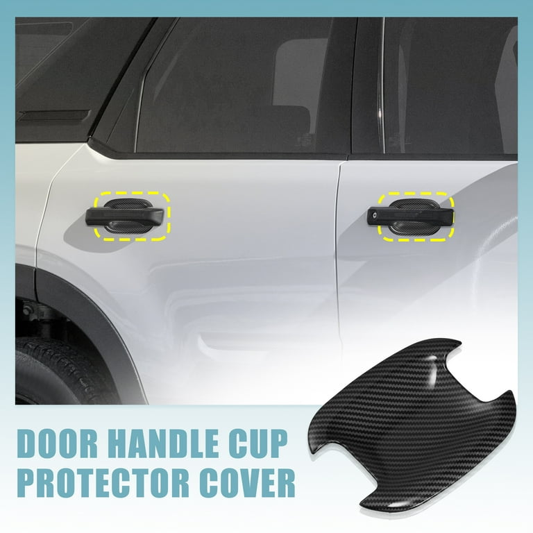 Door Handle Cup Protector Cover Bright Carbon Fiber Pattern Door Handle Bowl Guard Sticker Handle Cups for Ford, Size: 5.51 x 4.49, Black