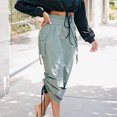 thumbnail image 2 of Fesfesfes Summer Skirts for Women Work Clothes Tight Waist Tie Pleating Skirt with Pocket, 2 of 9