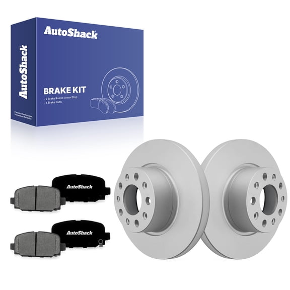 AutoShack Rear Brake Rotors & Premium Pads for Jeep, Compass 2018-2023, 2025, AWD FWD L4 2.0L 2.4L - Coated - ArmorStop - 10.94" (278 mm), 5-Lug