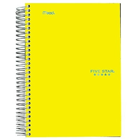 five star spiral notebook, 1 subject, college ruled paper, 100 sheets, 7