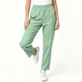 thumbnail image 7 of TEAJOPSUU Women Straight Leg Work Pants Casual Loose Elastic Waistband Pants with Pockets Nursing Uniform Full Length Pants Mint Green, 7 of 7