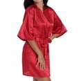 thumbnail image 5 of ASFGIMUJ Women Bride Embroidery Dressing Gown Satin Bathrobe Lightweight Wedding Dressing Gown Short Pyjamas, 5 of 9