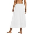 thumbnail image 4 of WTOBBY Women's Casual Fashion Solid Color Big Hem Skirt with Elastic Waist and Loose Side Pockets, Pleated Half-body Design for Everyday Wear, Flowy A-Line Bohemian Style,White 2XL, 4 of 4