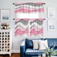 thumbnail image 2 of Pink Gray Kitchen Curtains Valances and Tiers Set of 3 Gradient Ocean Wave Modern Abstract Geometric Tier Curtains and Valance with Rod Pocket for Small Windows, 27.5"x36", 2 of 9