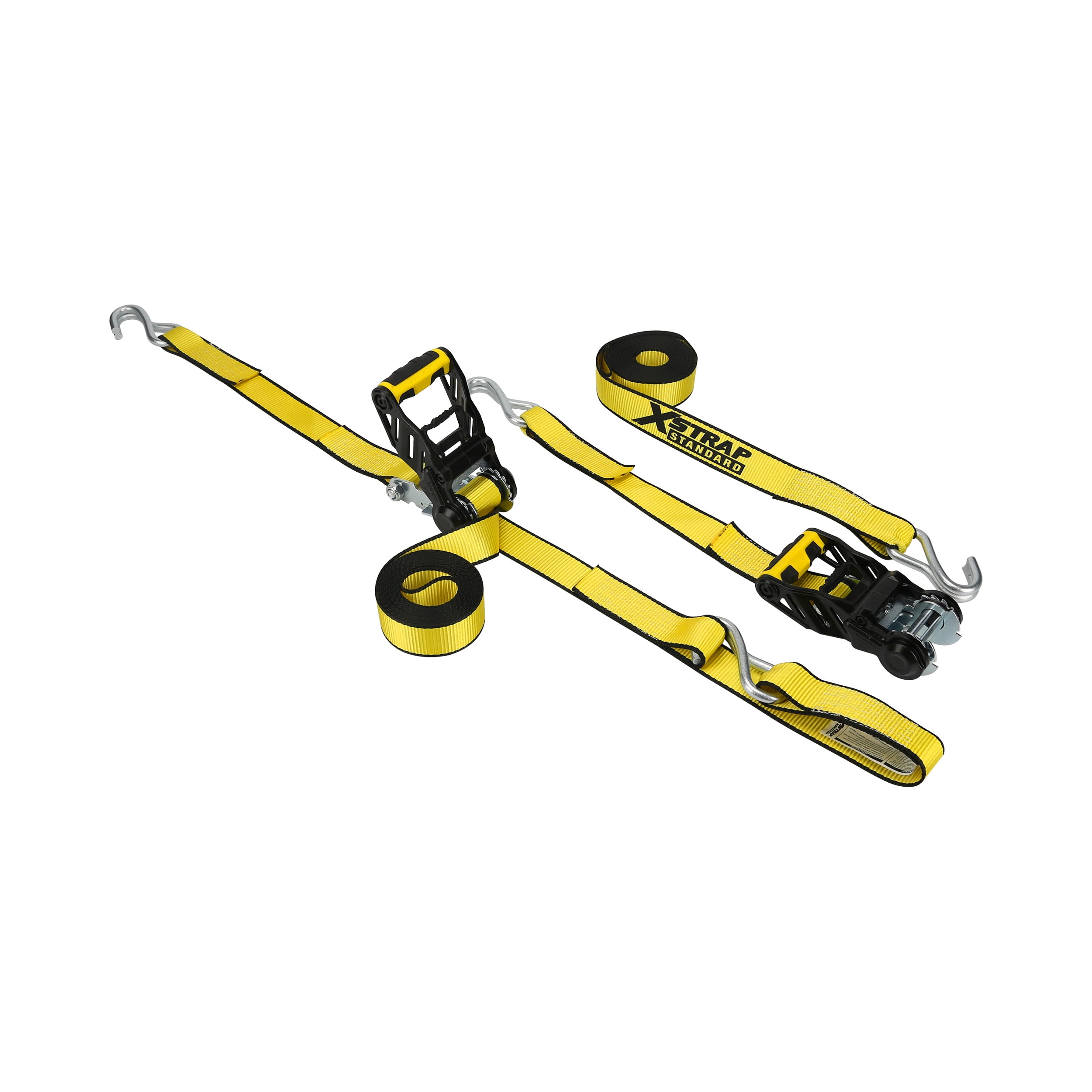 (2 pack) Xstrap 1.5”x14' Aluminium Tie-Down Ratchet 1666lbs WLL with Ball Bearing for Smooth Ratcheting Handle & Double S Hooks and Soft Loops 2-Pack