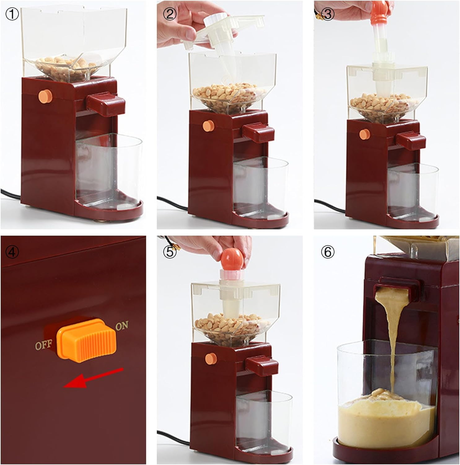 Electric Peanut Butter Maker: 500Ml Portable Small Peanut Butter Machine, Nut Grinder with Anti-Slip Base - 120W Strong Motor Power Food Processor for Coffee Corn Cashew Hazelnut Grain Mill