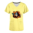 thumbnail image 5 of lcziwo Mardi Gras Scrub Tops for Women Nursing Uniforms Scrubs with Side Pockets Summer Casual Short Sleeve V Neck Tshirts Yellow XL, 5 of 6