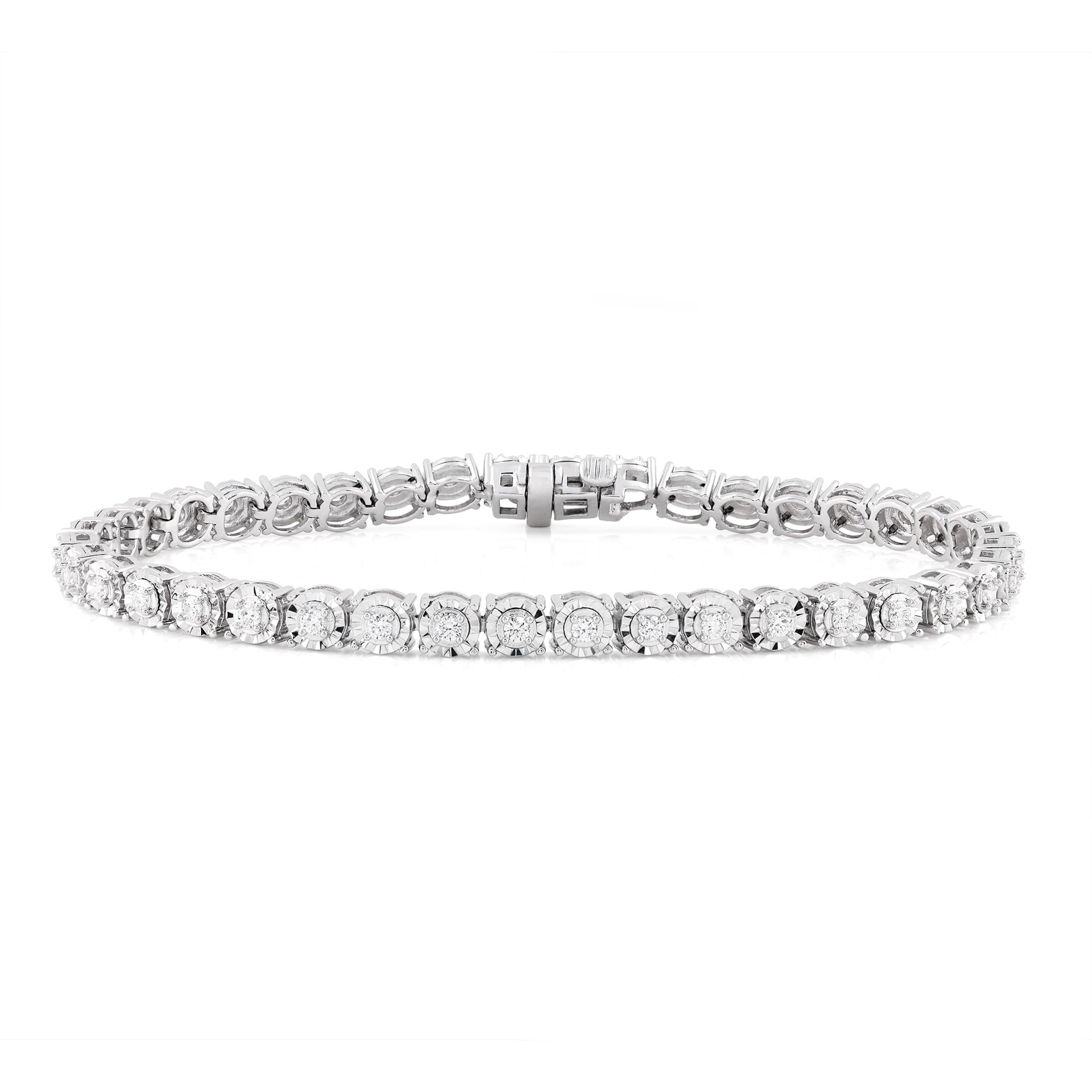 Unique Moments Women's 1 Ct.t.w. Round Lab Grown Diamond Tennis Bracelet in Sterling Silver, G+SI, 7 Inches