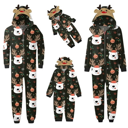 

EWODOS Family Christmas Pajamas Matching Set Long Sleeve Hooded Onesie Xmas Holiday Pjs Jammies Jumpsuit Sleepwear