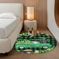 thumbnail image 2 of St. Patrick's Day Round Area Rug 8Ft Washable Large Circle Rugs for Living Room Dorm, Green Truck Lucky Shamrocks Farmhouse Check Non-Slip Carpet Floor Mats Indoor Outdoor Carpet Runner Home Decor, 2 of 8