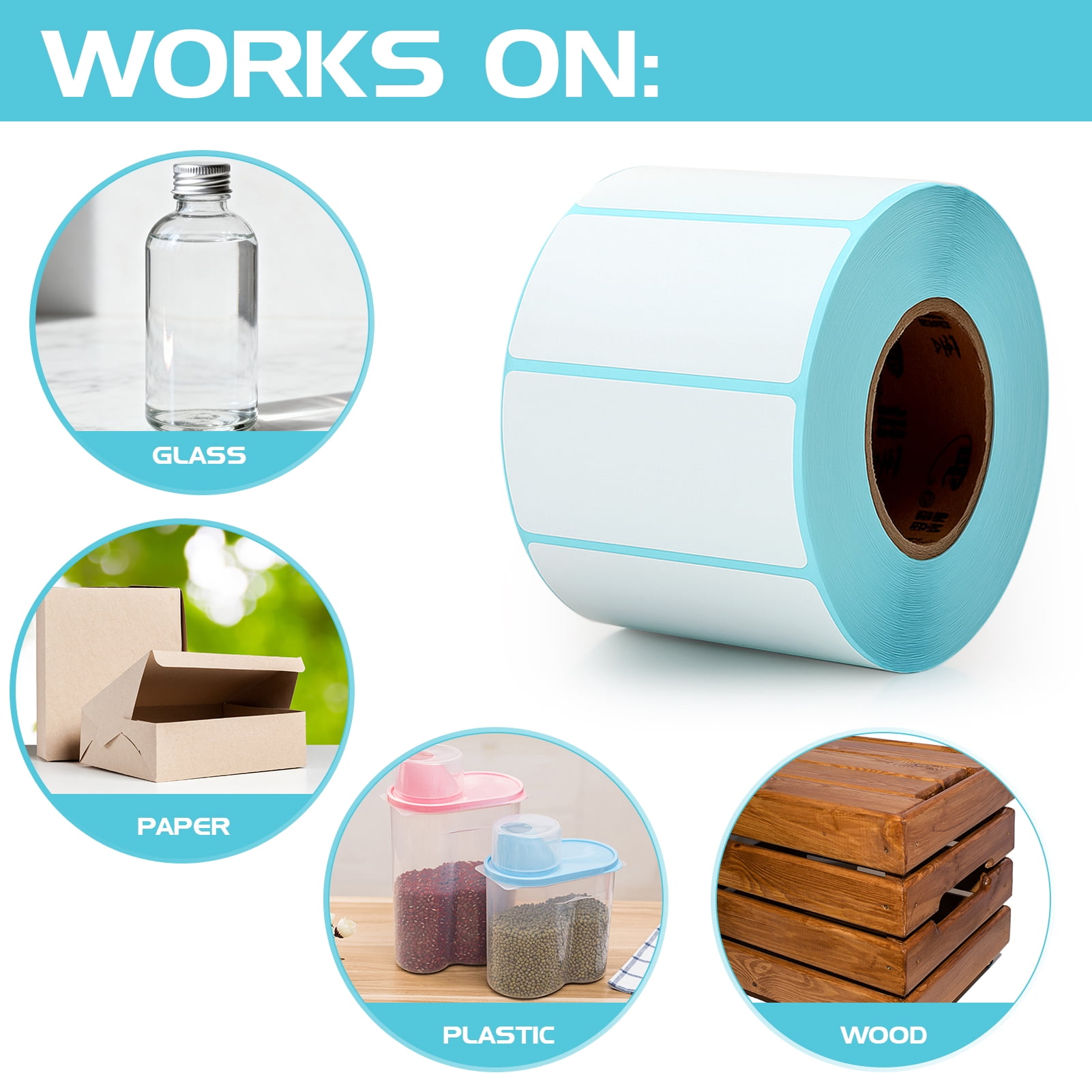 sixwipe 2 Pack Thermal Label Paper Rolls,2000 Pcs Labels, 2.36"x1.18" Label Stickers with 4 Free Markers, Printing Labels for Most Thermal Printers, Ideal Tags for Bottles, Delivery and DIY