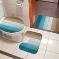 thumbnail image 4 of Teal Brown Ombre Bath Mat 3 Piece Bathroom Rug Set, Vintage Country Wooden Non Slip Bath Rug Contour Mat and Toilet Lid Cover, Absorbent Shower Mats Soft Bath Rugs and Mats Sets, 4 of 8