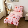 thumbnail image 3 of Btargot 4 Piece Bows Toddler Bedding Set Pink Cute Strawberry Comforter Set for Baby Girls Boys, 3 of 11