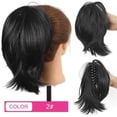 thumbnail image 2 of Chignon Droit en Désordre Postiche Synthétique Queue de Cheval Courte Pince Extensions de Queue de Cheval pour Femmes, 2 of 7