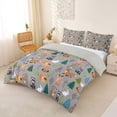 thumbnail image 3 of Castle Fairy Cute Cartoon Woodland Critter Bedding,Fox Bear Owl Deer Raccoon Duvet Cover Full,Brown Green Gray,Grey Reversible,3pcs,No Comforter,1 Duvet Cover and 2 Pillowcases, 3 of 6