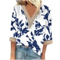 thumbnail image 2 of Sokhug Womens Summer Tops 2026 Dressy Casual Lace V Neck 3/4 Sleeve Shirts Trendy Printed Crochet Blouses Cute Boho Outfits, 2 of 5