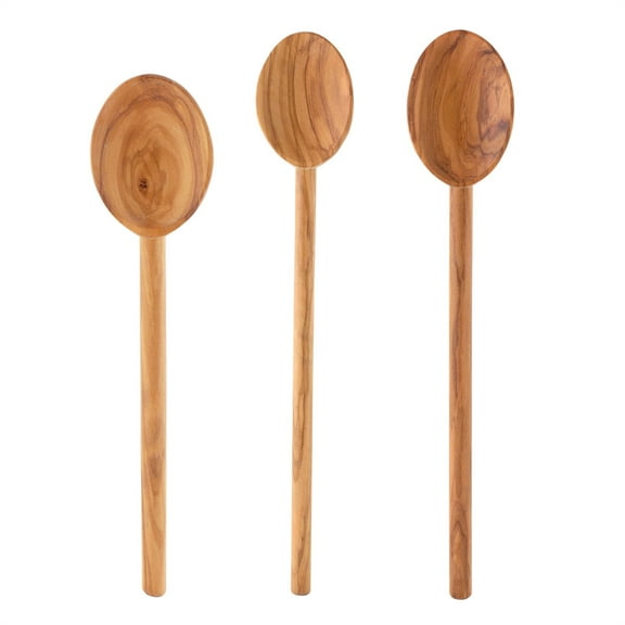Eddington's Italian Olive Wood Cooking Spoon Set, Handcrafted in Europe, Set of 3