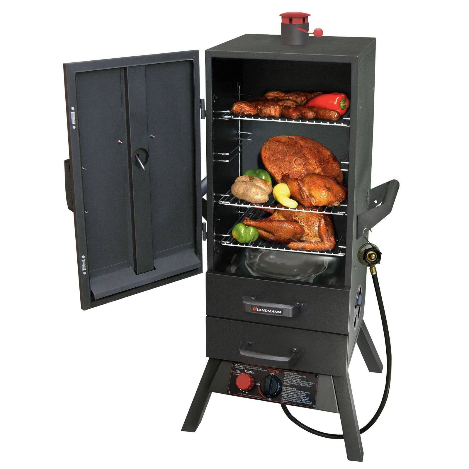 Landmann Smoky Mountain 34 Inch Vertical Propane Gas Smoker with 2 Drawer Access