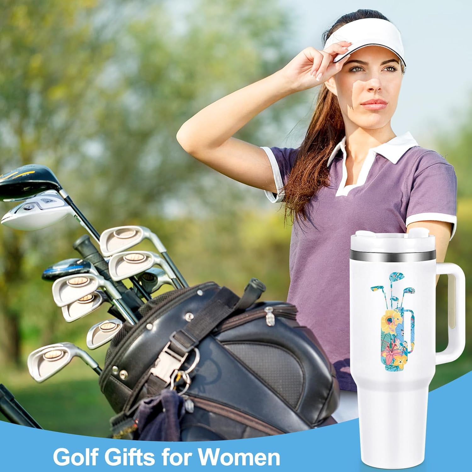 Golf Gifts for Women Golfers, Women Golf Accessories Stainless Steel Insulated 40 oz Tumbler, Gifts for golfers Women, Birthday Christmas Gift for Golfers Women, Mom, Sister, Bestfriend, White