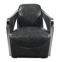 HomeFare Modern Club Arm Chair Metal And Leather Black