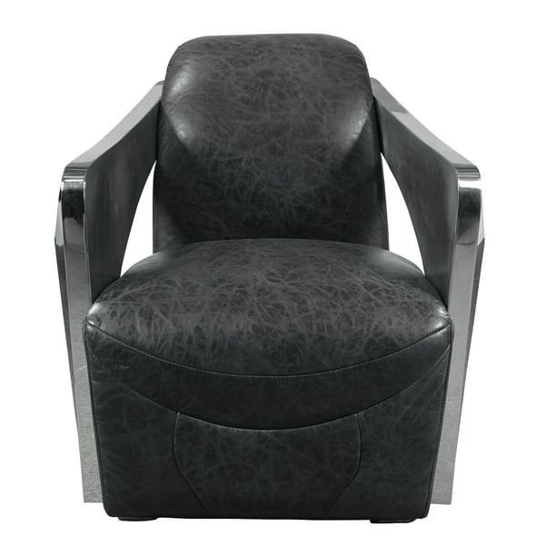 Homefare Modern Club Arm Chair Metal, Contemporary Black Leather Chair