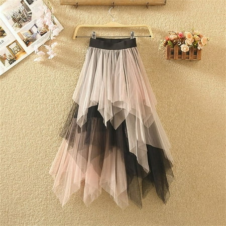 Bramtres Maxi Skirt Skirts for Women Women s Tulle Skirt Ruffle Multilayer Mesh A Line Tier Tutu Prom Wedding Long Tulle Skirts Long Skirts Tulle Skirts Summer Skirts Pink Dress XXL