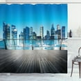 thumbnail image 1 of Ambesonne Scenery Shower Curtain, Blurry Skyscrapers Sea, 69"Wx70"L, Pale Blue Dark Blue, 1 of 3