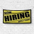 thumbnail image 4 of Now Hiring 13 oz Heavy Duty Vinyl Banner Indoor/Outdoor Help Wanted Sign for Business, Storefront, Advertising, Multiple Sizes & Colors Single-Sided with Metal Grommets (6x4 Ft, Black & Yellow), 4 of 6