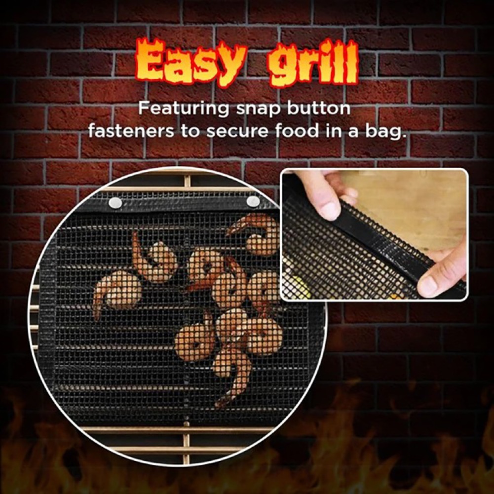 Ludlz Reusable BBQ Grill Mesh Bag-Multi Size Non-Stick BBQ Baked Bag Easy to Clean Grilling Baking Mesh for Outdoor Picnic Cooking Barbecue - image 4 of 8
