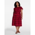 thumbnail image 2 of Time and Tru Women's Double Cloth Midi Dress, Sizes XS-XXXL, 2 of 5