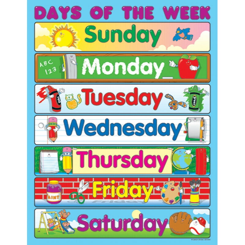CARSON DELLOSA 6 EA CHART DAYS OF THE WEEK 6266BN Walmart carson-dellosa-6-ea-chart-days-of-the-week-6266bn-walmart