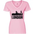 thumbnail image 3 of Inktastic London England City Skyline with Grunge Women's V-Neck T-Shirt, 3 of 5