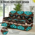 thumbnail image 2 of COEQINE Stretch Recliner Sofa Cover Comfy 3 Seater Reclining Protector 8 Pieces Stretch Reclining Slipcover Extra Large Recliner Cover for Home Decoration, Southwest American Tribal Brown Blue, 2 of 8